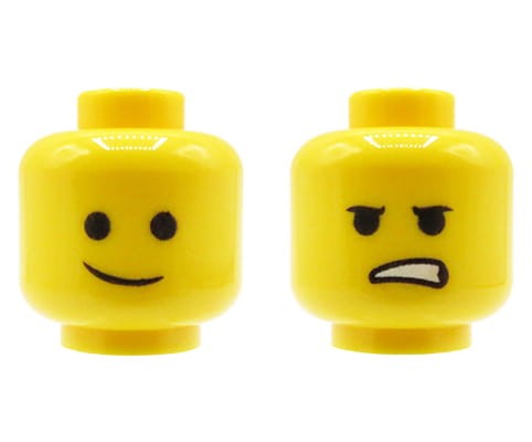 Accéder au produit Tête de figurine LEGO - homme, sourire / en colère