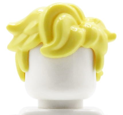 LEGO minifigure hair, blonde / bright light yellow, messy style, short