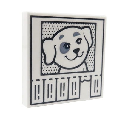 Accéder au produit Avis LEGO « chien perdu » - tuile blanche 2x2 avec impression