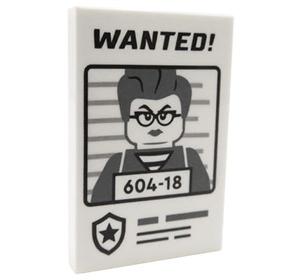 LEGO "WANTED" notice - white tile 2x3 with print