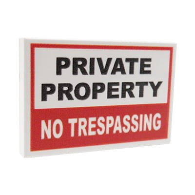 Accéder au produit Panneau d’avertissement « Private Property » – Custom imprimée sur tuile LEGO®