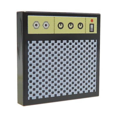 Custom LEGO – Amplificateur de guitare – tuile LEGO® noire 2x2 avec impression personnalisée par Extra Extra Bricks