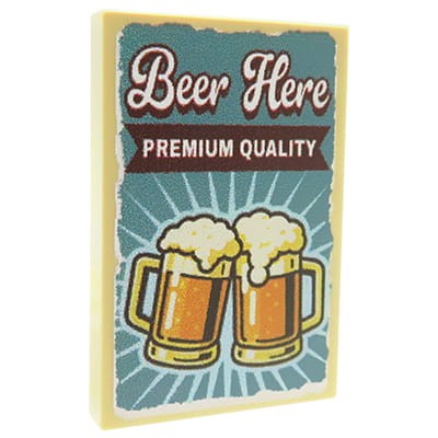 Zum Produkt Bierposter (zwei Krüge) – Custom bedruckte LEGO® Fliese