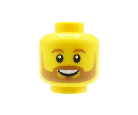Accéder au produit Tête de figurine (masculine, barbe claire, jaune) – Custom impression sur tête LEGO®