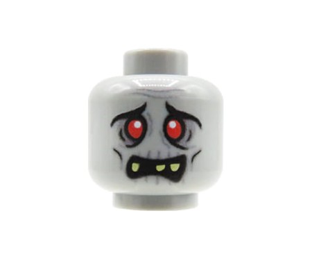 Custom LEGO minifigure head – Zombie (frightened male with protruding teeth and a terrified look) - custom printed by Extra Extra Bricks