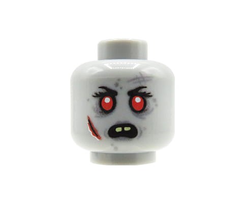 Zum Produkt Minifiguren-Kopf (Zombie weiblich, Narbe) – Custom Druck auf LEGO® Kopf