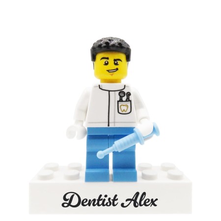 Figurine LEGO® personnalisée dentiste – cadeau personnalisé amusant pour dentiste, orthodontiste ou étudiant en dentisterie