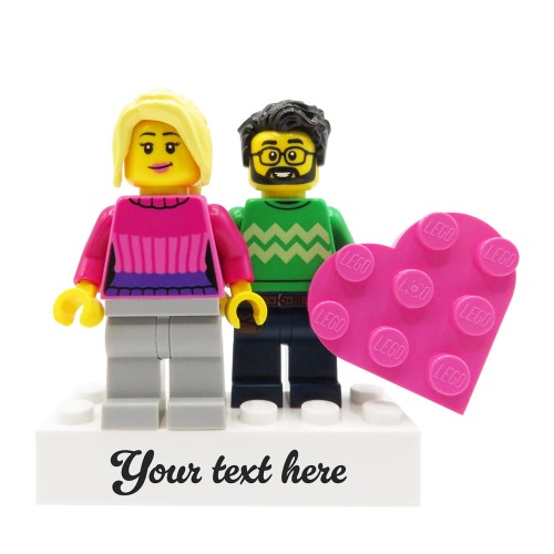 Accéder au produit Couple amoureux – Figurines personnalisées à partir de pièces LEGO® – Ton texte + Cœur