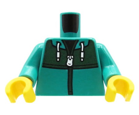 LEGO minifigure torso - dark turquoise zip-up jacket