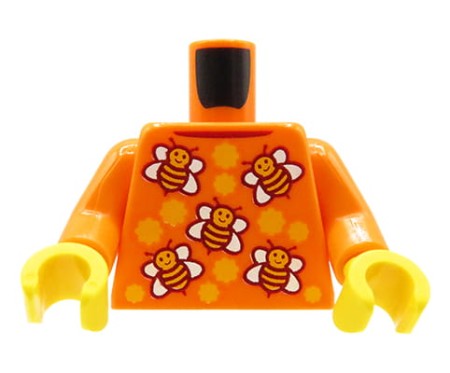 LEGO Minifiguren-Torso – orange Bluse mit Bienen-Aufdruck