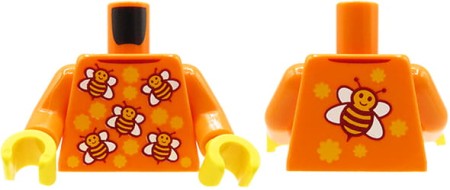 LEGO Minifiguren-Torso – orange Bluse mit Bienen-Aufdruck