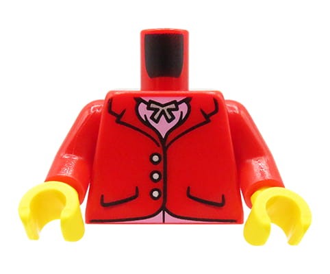 Go to product LEGO minifigure torso - red jacket, pink shirt, necklace