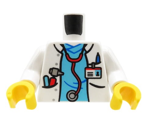 Accéder au produit Torse de figurine LEGO - docteur, tablier/manteau médical