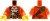 LEGO figure torso - pirate, reddish orange coat / jacket, white shirt with neck ruffle, reddish brown strap