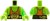 Torse pour minifigure LEGO : cébardeur orange, ceinture noire et or, impression "Z-Blob" au dos. Corps vert lime avec bras gauche vert clair transparent