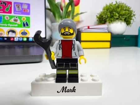 Figurine LEGO® personnalisée mécanicien / bricoleur - exemple de personnalisation 1