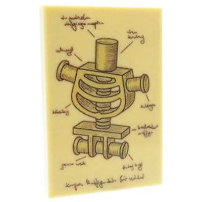 LEGO Fliese 2x3 beige custom bedruckt Medizinische Illustration #4