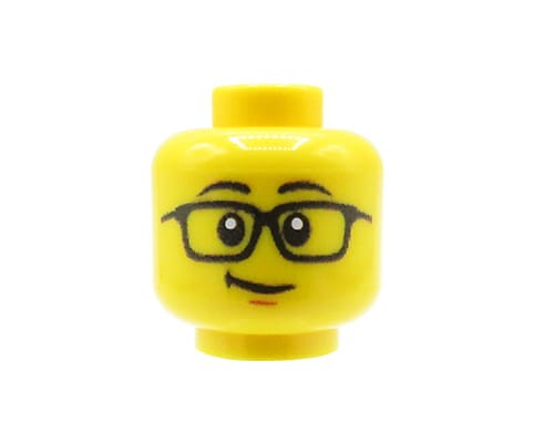 Go to product Minifigure Head (man, glasses and smirk, yellow) – Custom printed LEGO® head