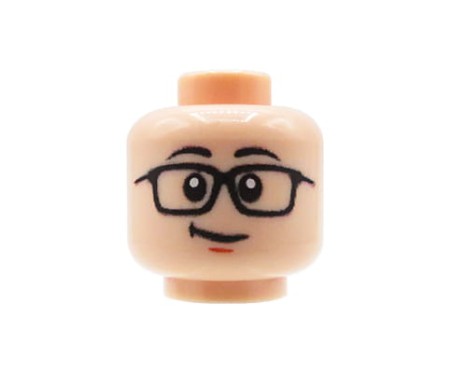 Custom LEGO Head Man with Glasses and Smirk, Light Nougat  Face – custom printed by Extra Extra Brick