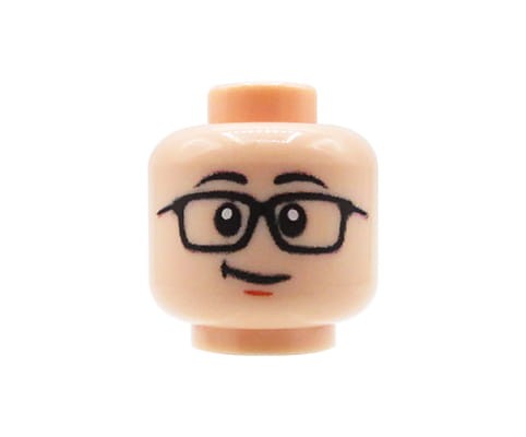 Go to product Minifigure Head (male, glasses, smirk, flesh tone) – Custom printed LEGO® head