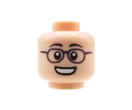 Custom LEGO tête de figurine – Homme avec lunettes et large sourire, visage light nougat – custom imprimée sur tête LEGO® par Extra Extra Bricks