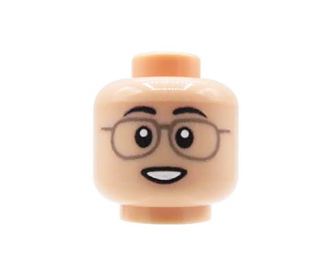 Zum Produkt Minifiguren-Kopf (Mann, Brille, Hautfarbe) – Custom Druck auf LEGO® Kopf