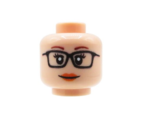Zum Produkt Minifiguren-Kopf (Frau, Brille, Hautfarbe) – Custom Druck auf LEGO® Kopf