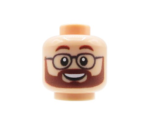 Go to product Minifigure Head (Man, Brown Beard and Glasses, Flesh Tone) – Custom printed LEGO® head