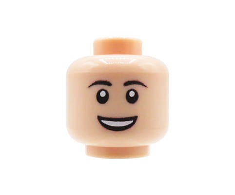 Accéder au produit Tête de figurine (Homme, Large sourire, Couleur chair) – Custom impression sur tête LEGO®
