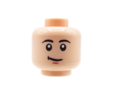 Zum Produkt Minifiguren-Kopf (Mann, Grinsen, Hautfarbe) – Custom Druck auf LEGO® Kopf