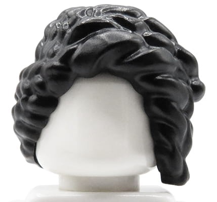 Cheveux LEGO minifigurine – noir, longs, bouclés, chignon latéral – pièce LEGO® officielle neuve pour minifigurine femme