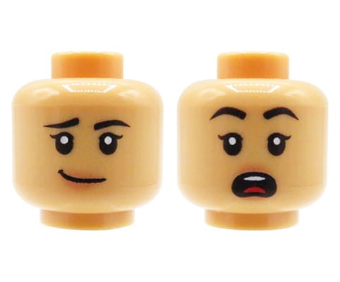 Zum Produkt LEGO® Minifigur Kopf – Frau, lächelnd / ängstlich, Hautton