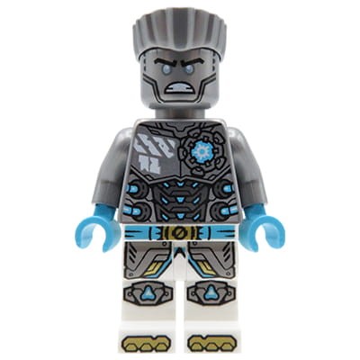 LEGO Ninjago Zane minifigure with silver torso, white hair, ninja figure from LEGO Ninjago Dragons Rising set