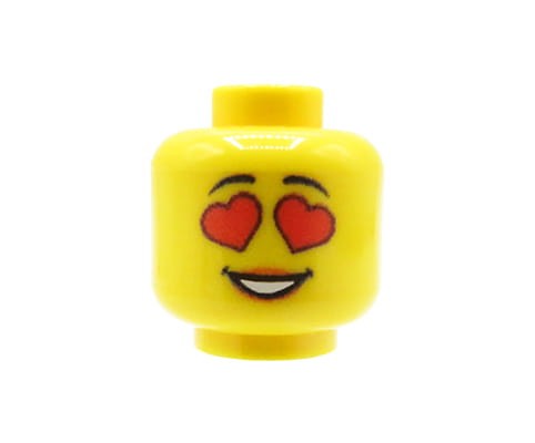 Accéder au produit Tête de figurine (féminine, yeux en forme de cœur, jaune) – Custom impression sur tête LEGO®