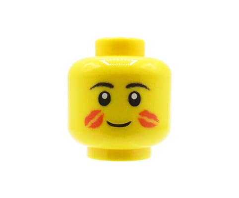 Accéder au produit Tête de figurine (masculine, marques de baisers, jaune) – Custom impression sur tête LEGO®