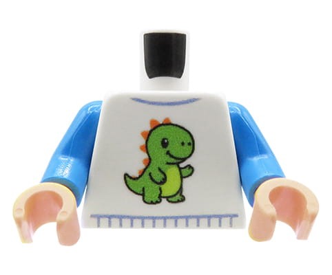 Accéder au produit Corps de figurine (chemise avec dinosaure, mains light nougat) – Custom impression sur corps LEGO®