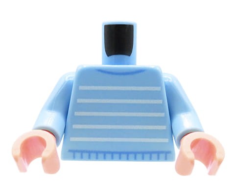 Zum Produkt Minifiguren-Torso (blauer Pullover, hautfarbene Hände) – Custom Druck auf LEGO® Torso