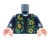Custom LEGO torso – navy blue Hawaiian shirt with yellow and green floral print, flesh-colored hands, custom UV print by Extra Extra Bricks