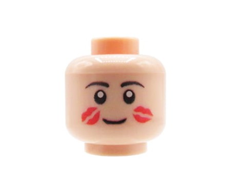 Tête LEGO Custom – visage couleur chair, masculine, bisous sur les joues – impression UV Custom par Extra Extra Bricks sur tête LEGO®