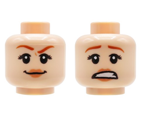 Accéder au produit Tête de minifigurine LEGO® – Femme, Nougat clair, Souriante / Effrayée