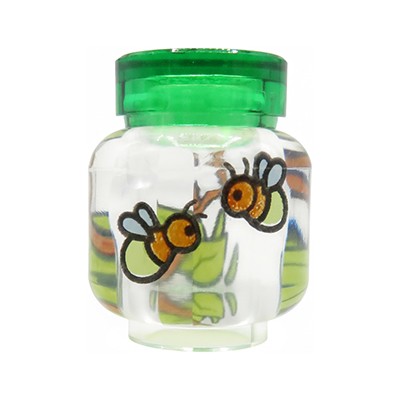 LEGO® fireflies in transparent jar with green lid