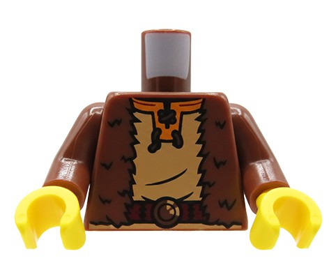 Accéder au produit Torse de minifigurine LEGO® – Fourrure marron, chemise beige à lacets