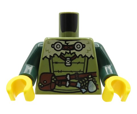 Accéder au produit Torse de minifigurine LEGO® – Viking, tunique vert olive avec col en fourrure