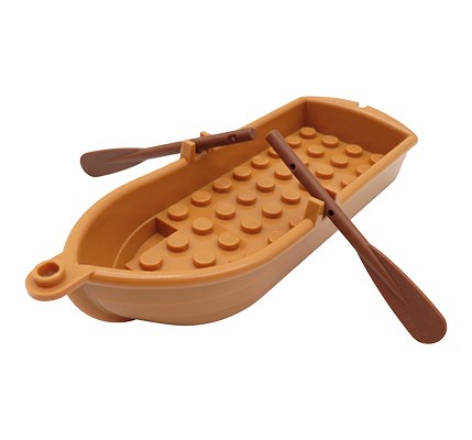 LEGO® rowboat medium nougat with two brown oars for minifigure