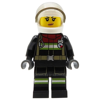 LEGO® City minifigure female firefighter with white helmet