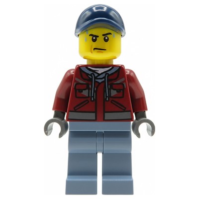 LEGO® City minifigure man in hoodie with grumpy face