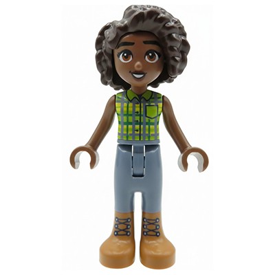 LEGO® Friends mini-doll Aliya green plaid shirt blue pants brown shoes