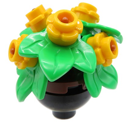 Accéder au produit Fleurs jaunes dans un pot argenté - fabriquées à partir de pièces LEGO