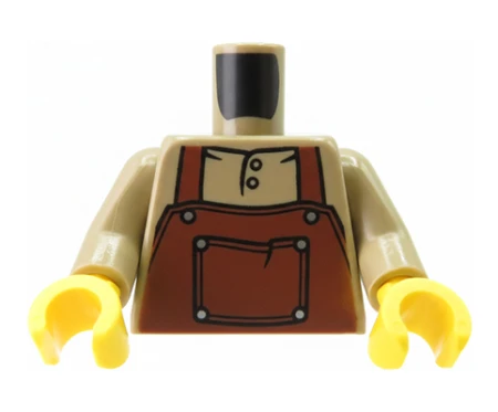 LEGO® minifigure torso with a brown apron and dark tan shirt.