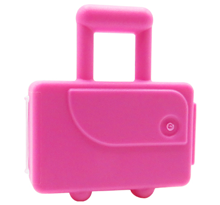 LEGO suitcase for figure - dark pink with long handle